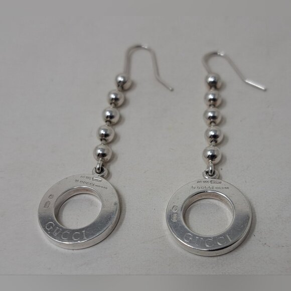 Gucci Women's Boucle Drop Earrings Sterling Silver 925 Italy 2.25" - Picture 11 of 15